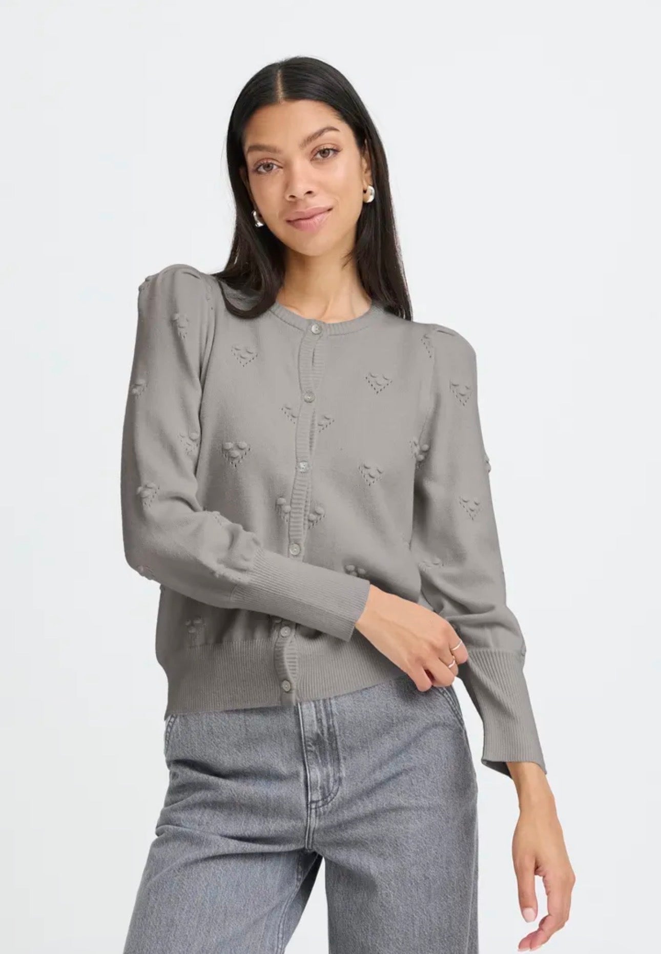B YOUNG MANINA STRUCTURE CARDIGAN - MID GREY MELANGE