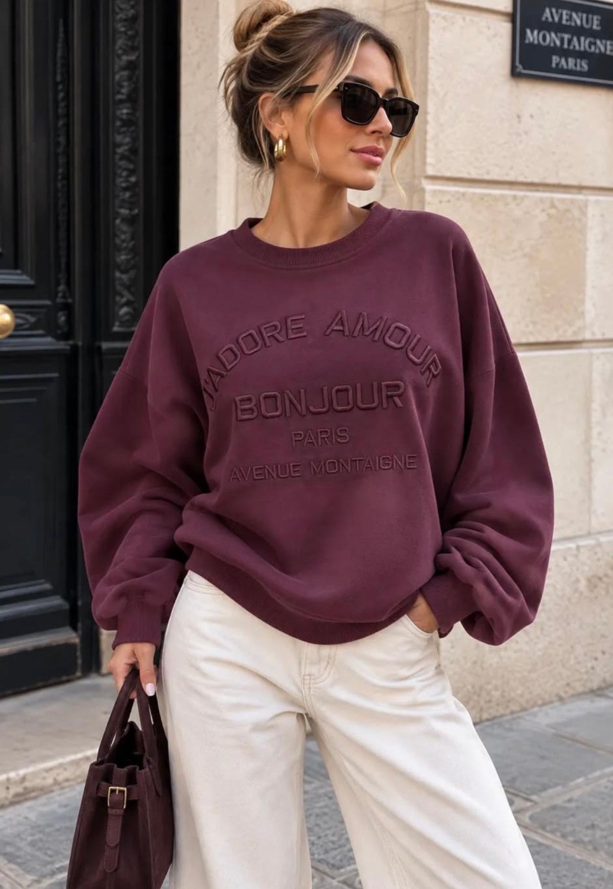 J ADORE SWEATSHIRT BURGUNDY