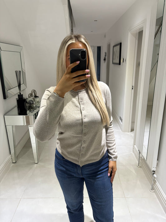 ONLY LOYAL LIFE LS O- NECK BUTTON CARDI KNT BEIGE/MELANGE 15368959