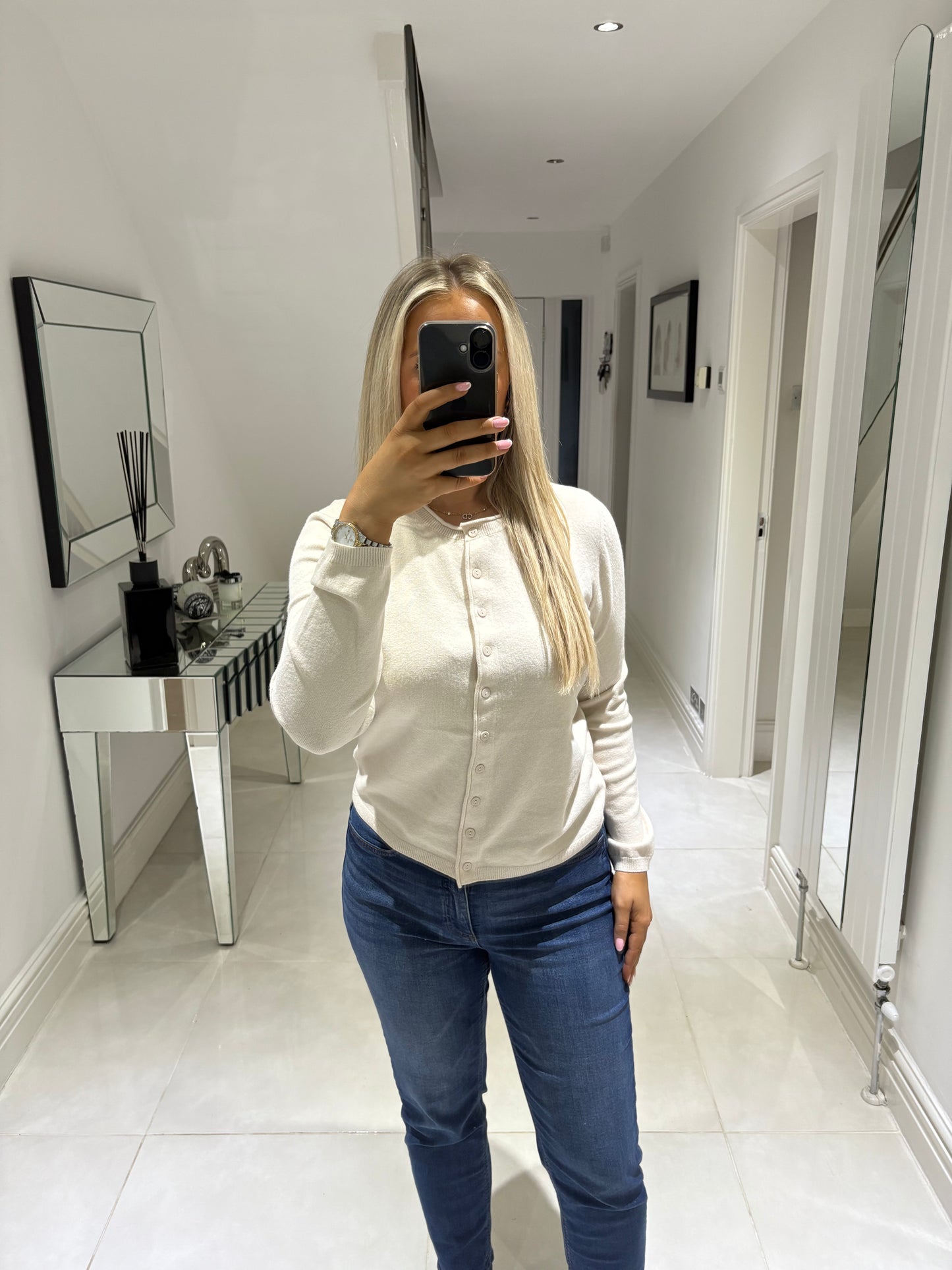 ONLY LOYAL LIFE LS O-NECK BUTTON CARDI KNT MOONBEAM/MELANGE 15368959