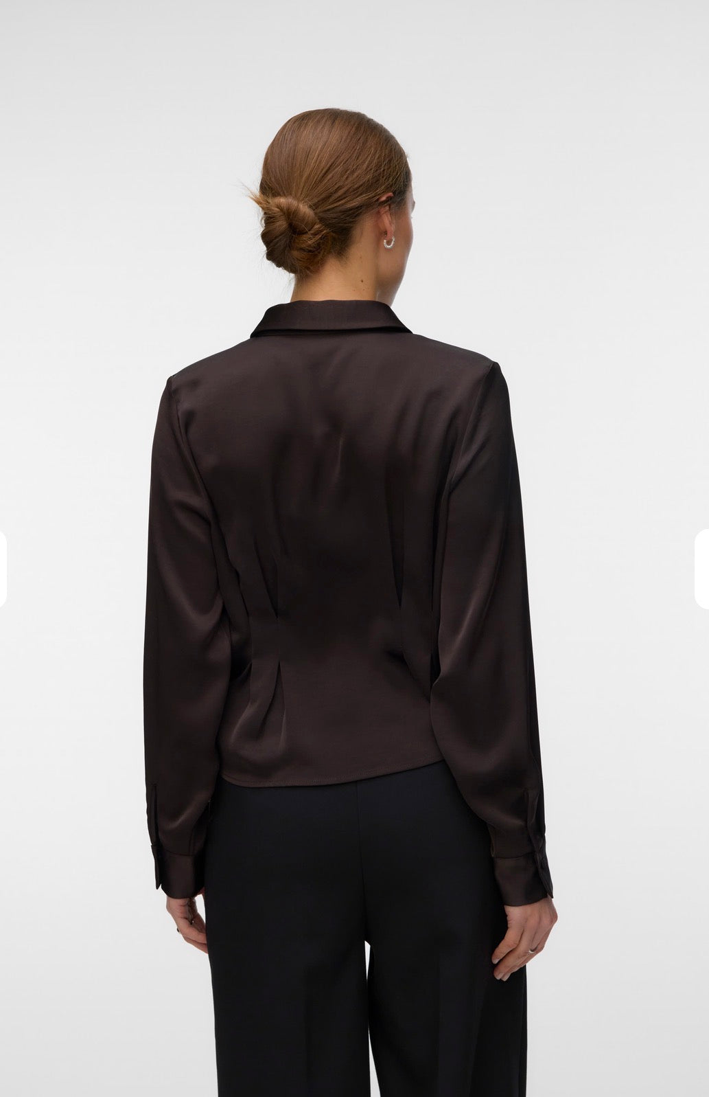 VERO MODA MIRO LS FITTED SHIRT - CHOCOLATE TORTE