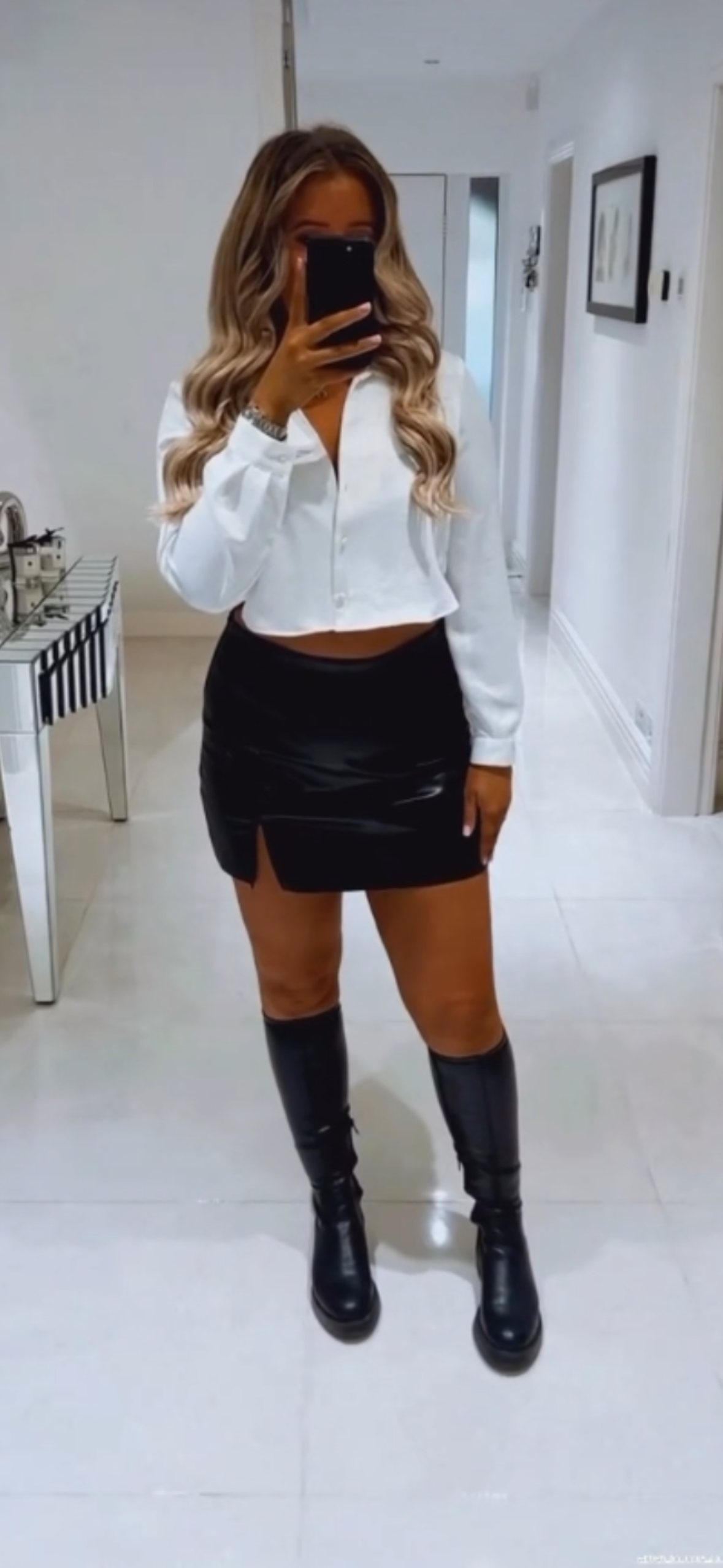 Black PU Skort