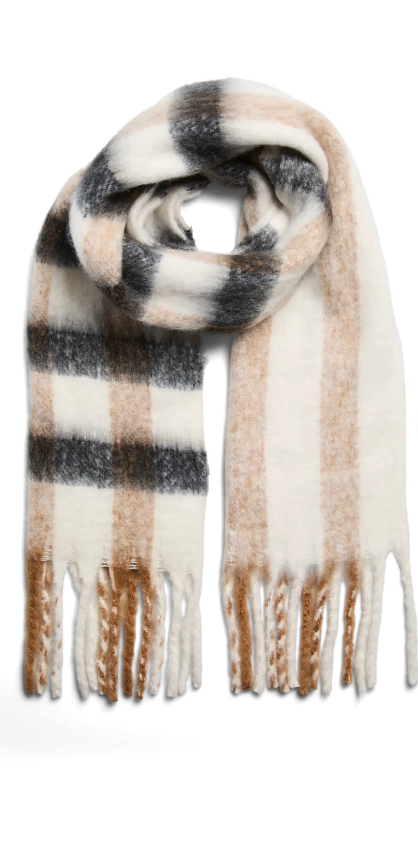 PIECES BEA LONG SCARF - CLOUD DANCER/NEW BLACK