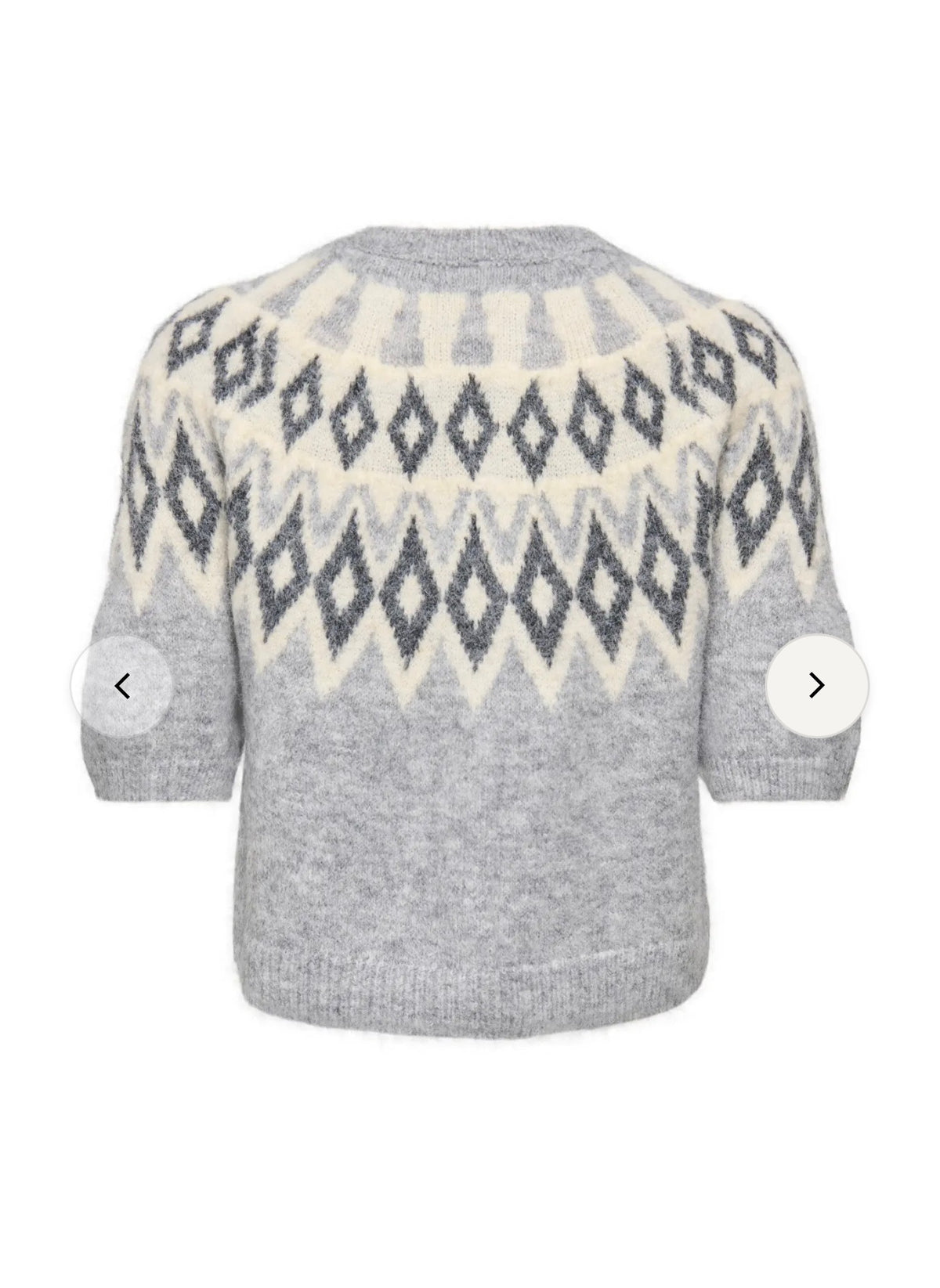 ONLY REYKJA SS FAIR ISLE O-NECK CARDI KNIT - LIGHT GREY MELANGE/FAIR ISLE