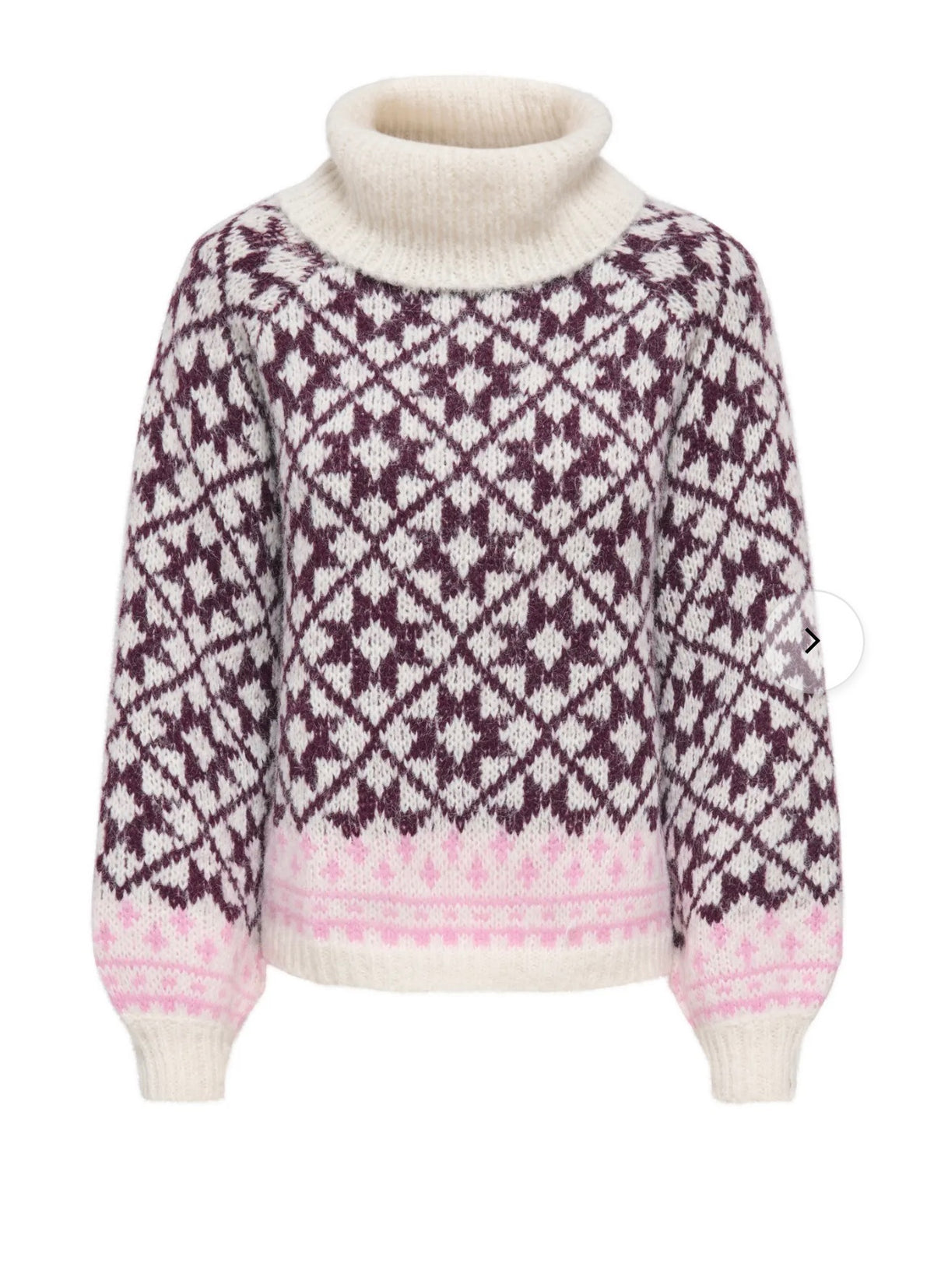 ONLY CARO LS ROLLNECK KNIT - BIRCH/FIG/CYCLAM