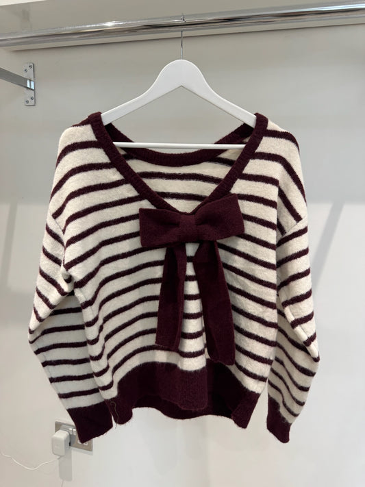 BELLA BOW BACK JUMPER IN PLUM