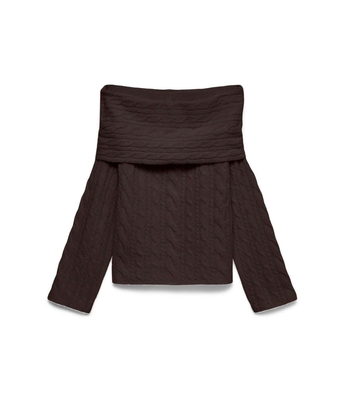 VERO MODA SEQUOIA LS OFF SHOULDER PULLOVER - CHOCOLATE TORTE