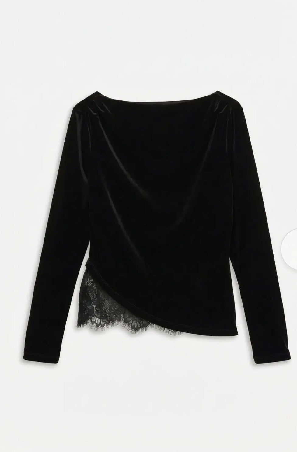VERO MODA RIKKE LS BOATNECK LACE MIX TOP - BLACK