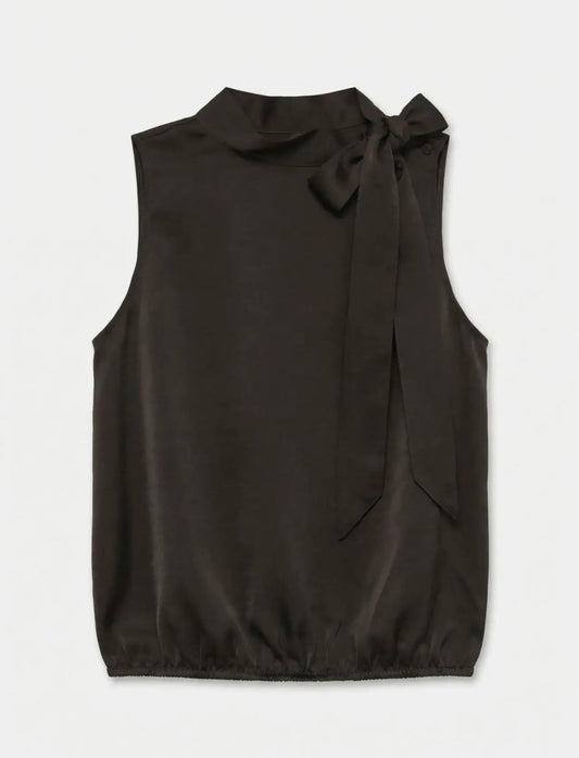 VERO MODA MIRO SLEEVELESS TIE TOP - CHOCOLATE TORTE