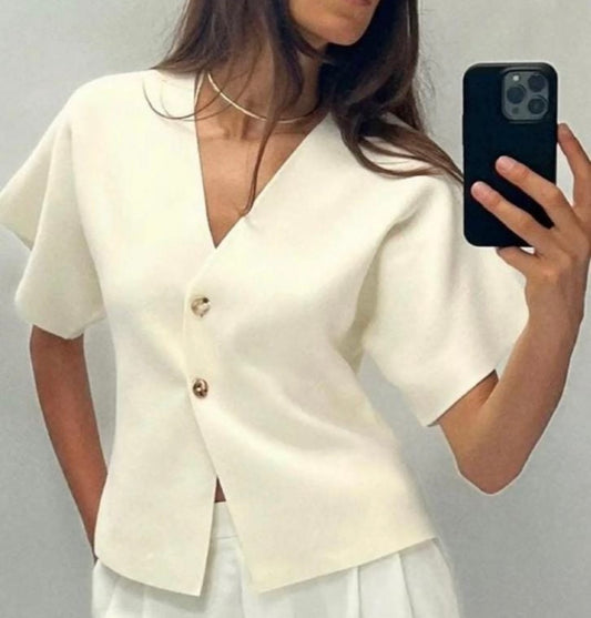 GINA  GOLD BUTTON TOP