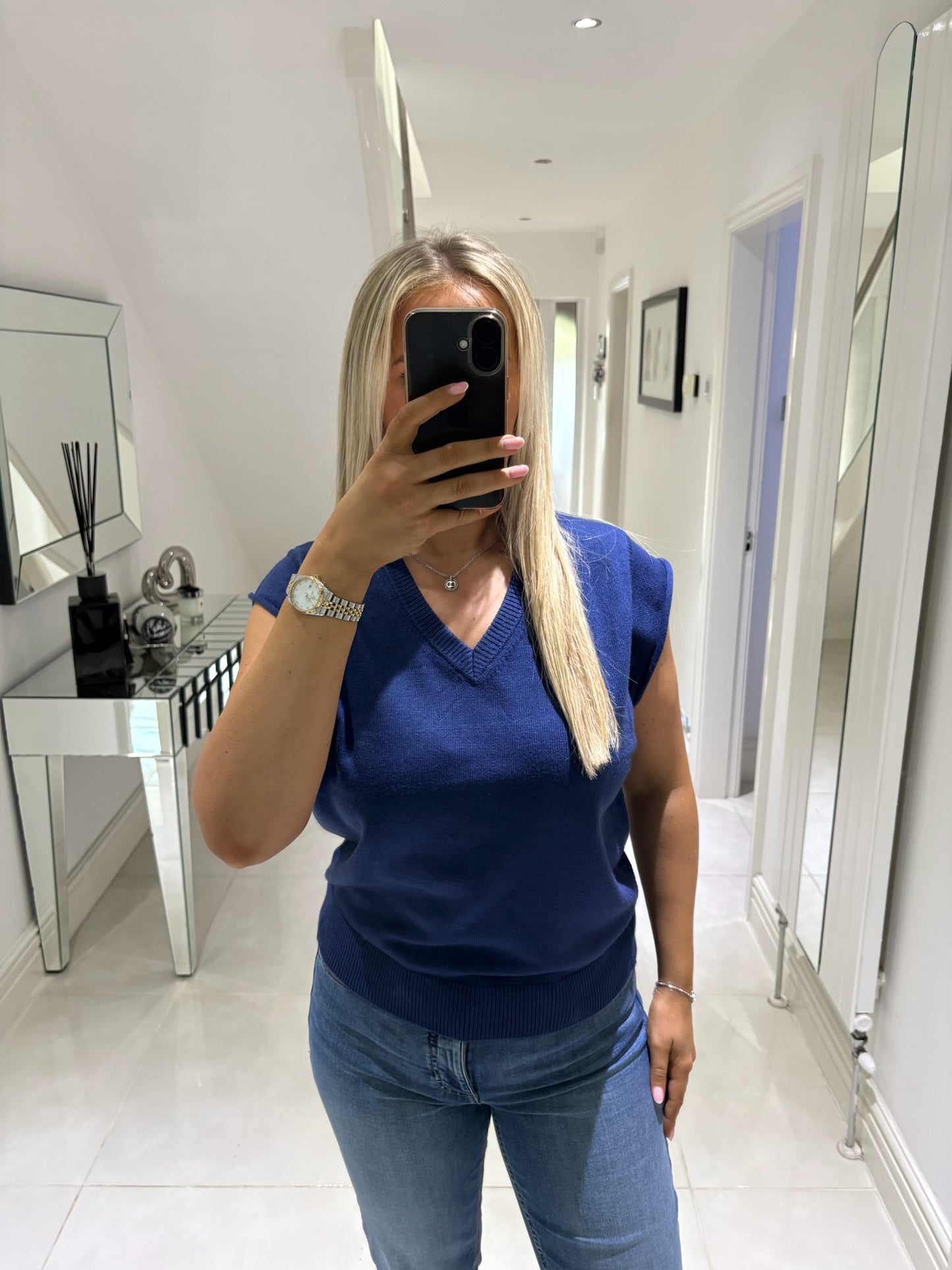 B YOUNG MANINA VEST TOP 20818516 MEDIEVAL BLUE