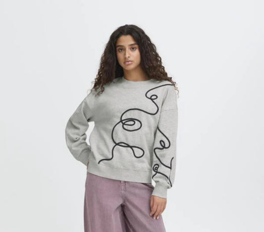 ICHI KASURA SWEATSHIRT GREY MELANGE 20124585