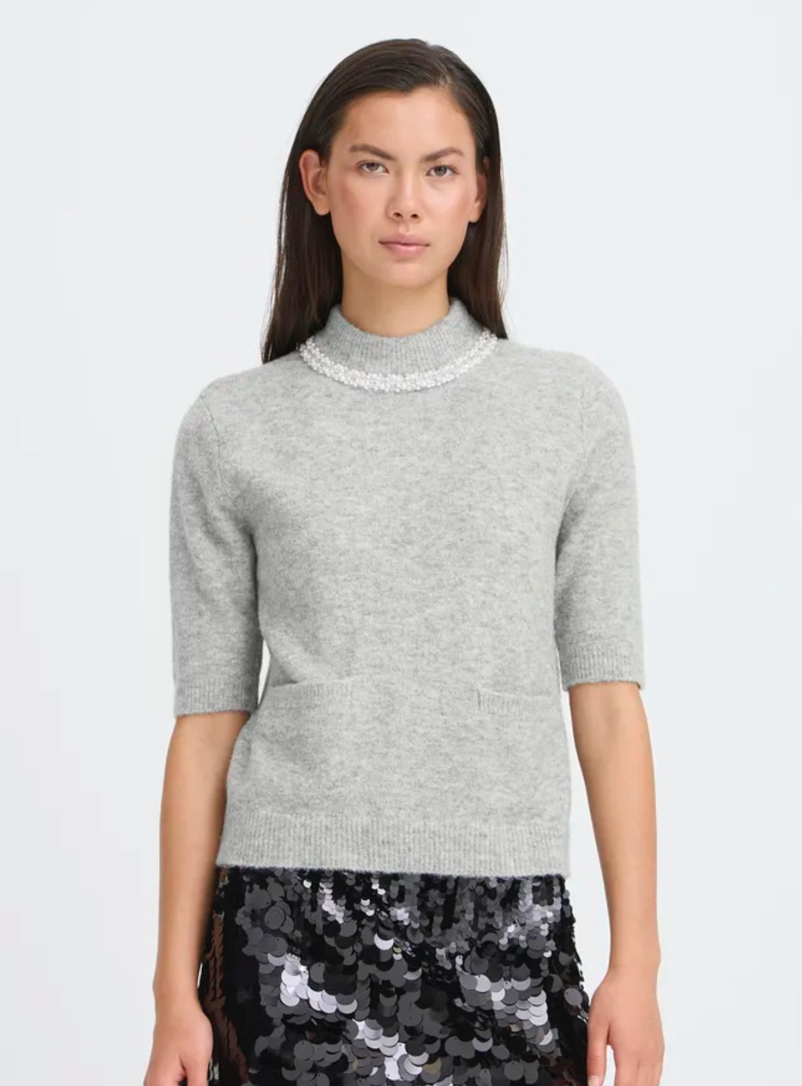 ICHI MACON SS JUMPER GREY MELANGE 20124688