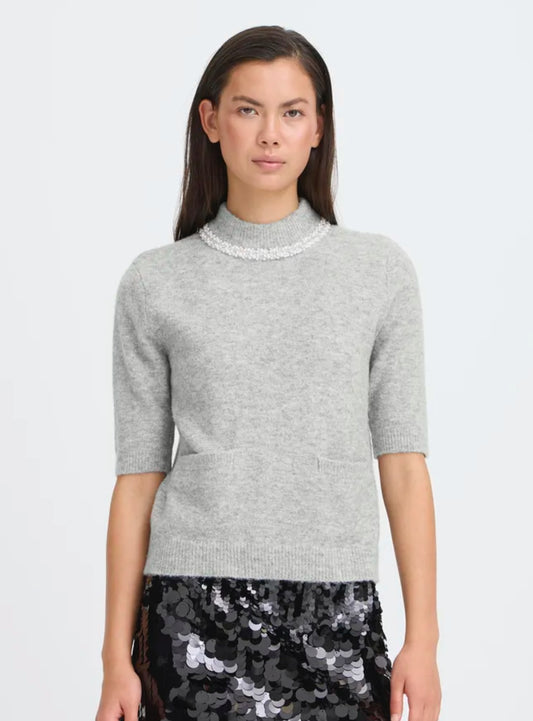ICHI MACON SS JUMPER GREY MELANGE 20124688