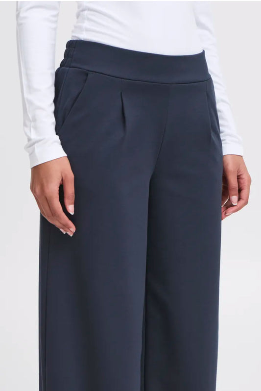 ICHI KATE LONG WIDE LEG TROUSERS TOTAL ECLIPSE 20118337