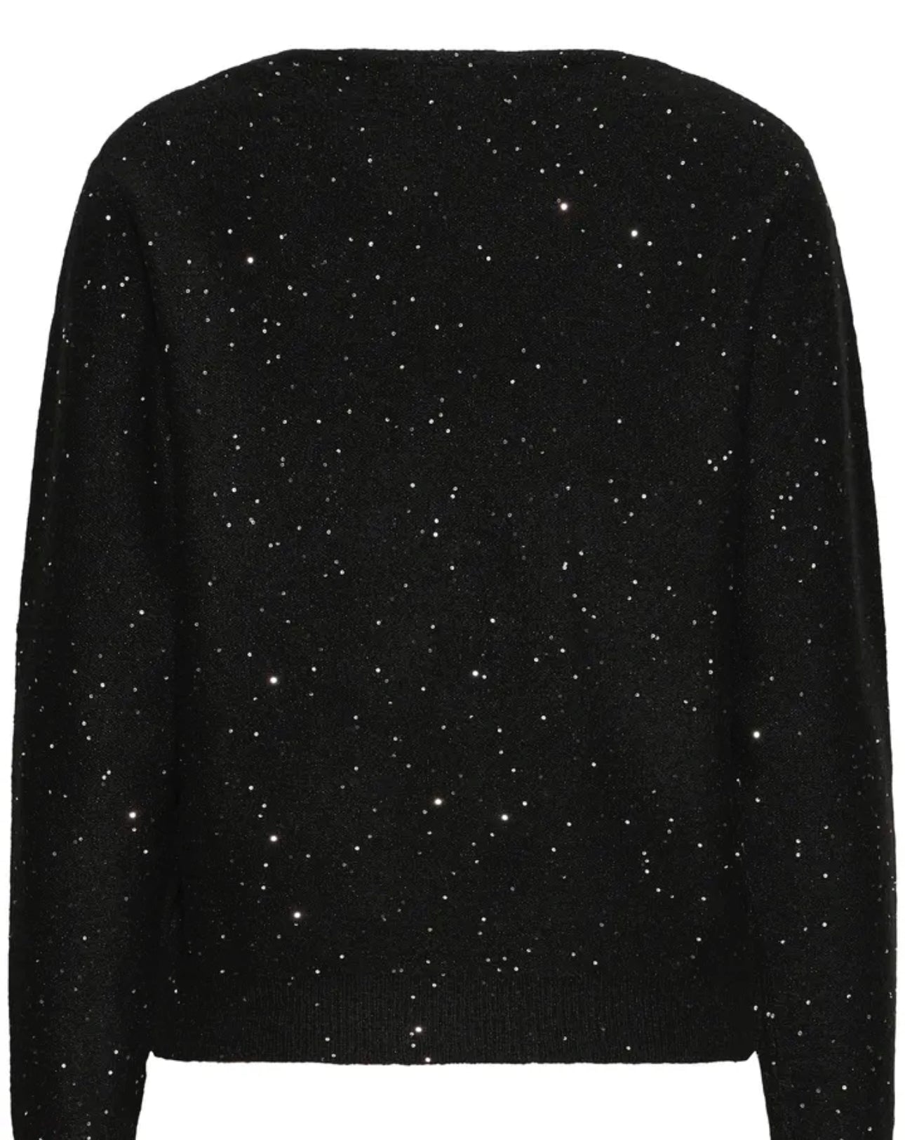 ICHI DAMIAN LS SPARKLE V NECK JUMPER BLACK 20124680