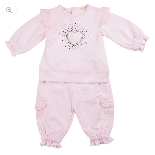 Mintini Pink Frill Diamante Tracksuit Set