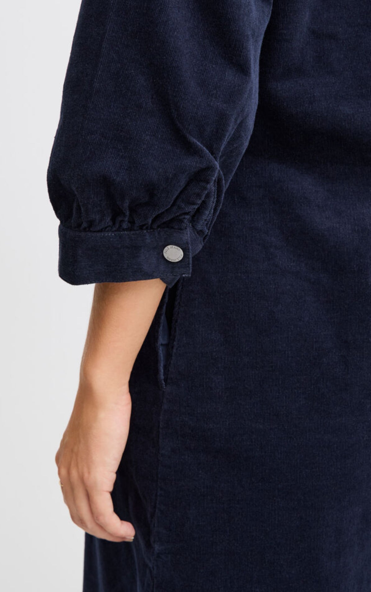 PULZ SALLY LS VNECK DRESS DARK SAPPHIRE