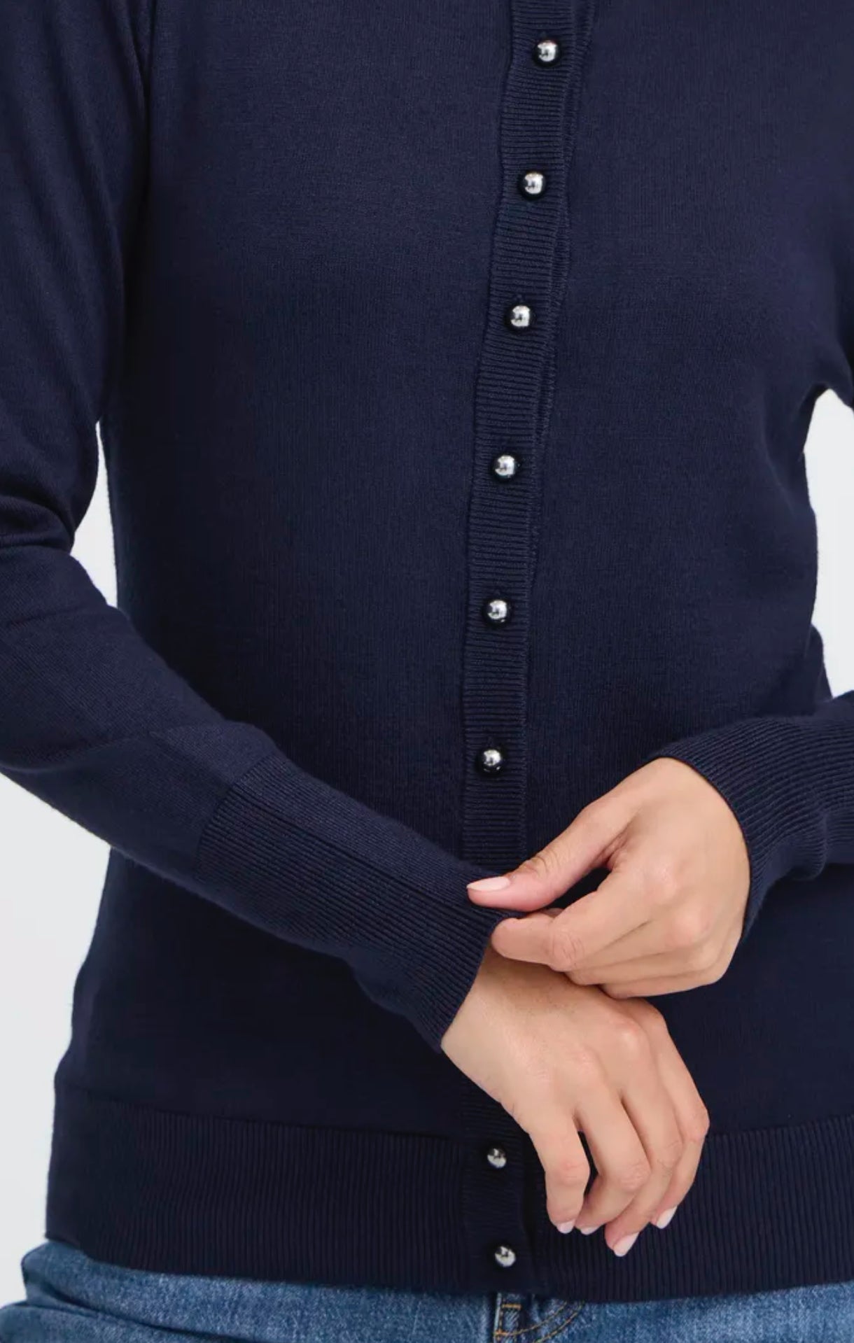 PULZ SARA BUTTON CARDIGAN DARK SAPPHIRE