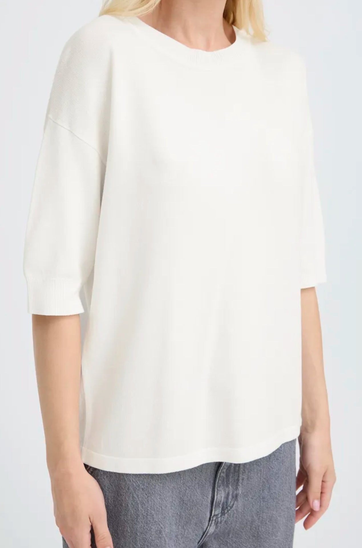 B YOUNG MMORLA SS FINE KNIT TSHIRT MARSHMALLOW 20814397