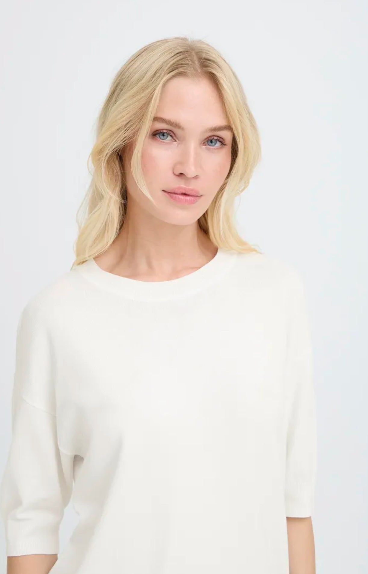 B YOUNG MMORLA SS FINE KNIT TSHIRT MARSHMALLOW 20814397
