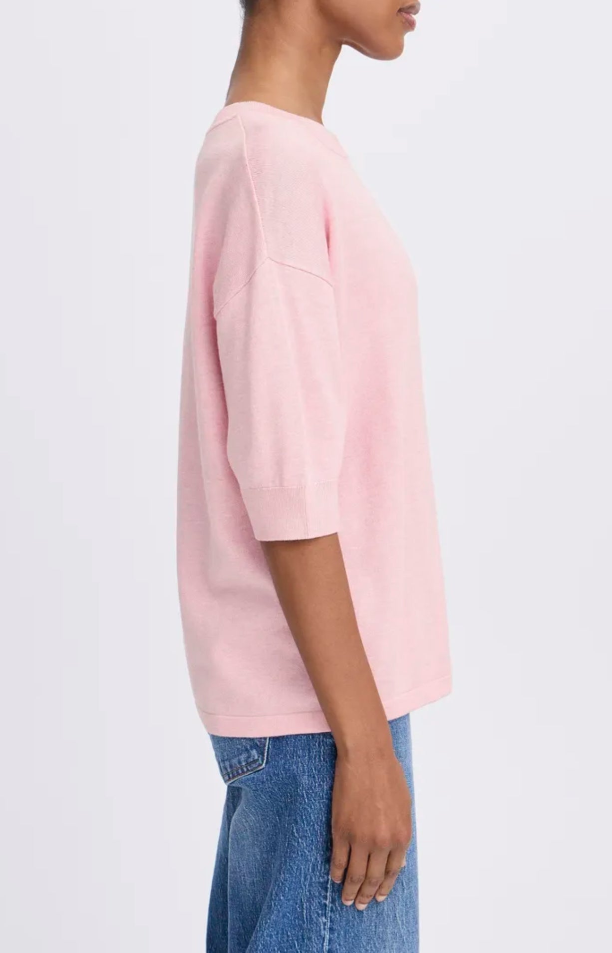 B YOUNG MMORLA FINE KNIT TSHIRT PARFAIT PINK MELANGE