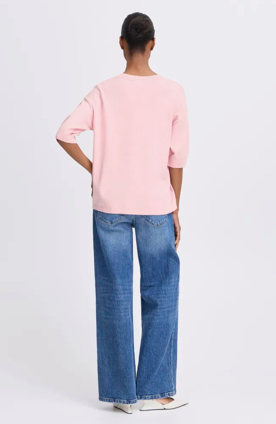 B YOUNG MMORLA FINE KNIT TSHIRT PARFAIT PINK MELANGE
