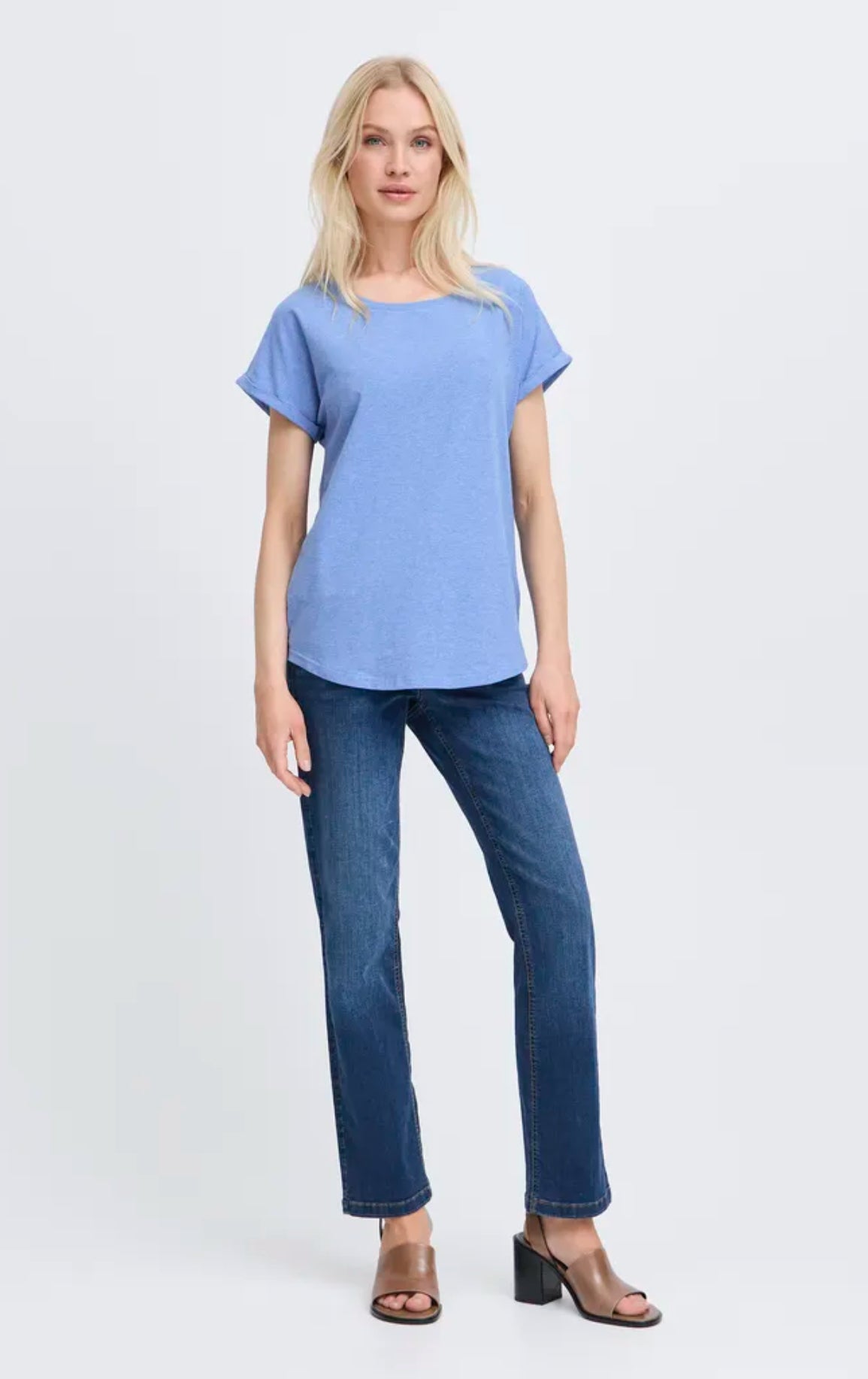 B YOUNG PAMILA SS TSHIRT 20804205 DELLA ROBBIA BLUE MELANGE
