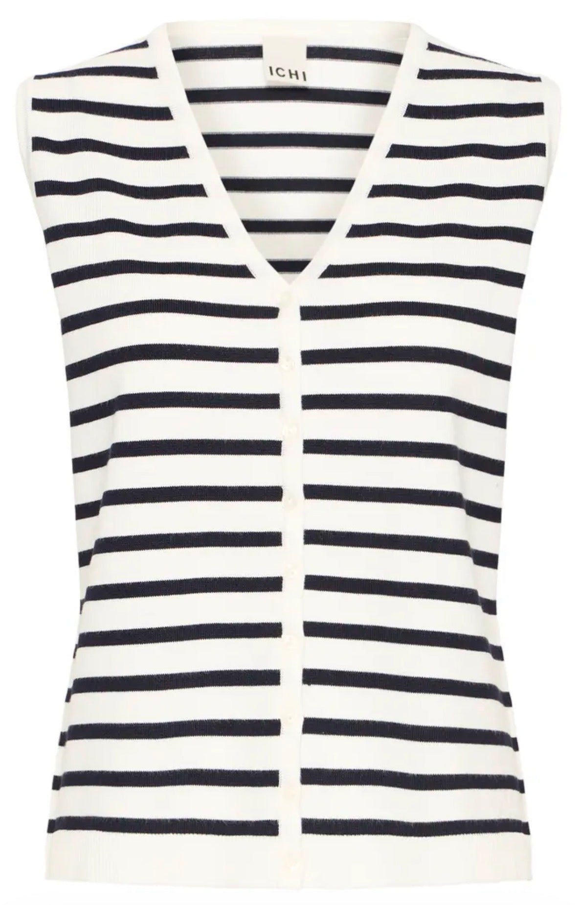 ICHI LULS WAISTCOAT WHITE/TOTAL ECLIPSE STRIPE 20125821