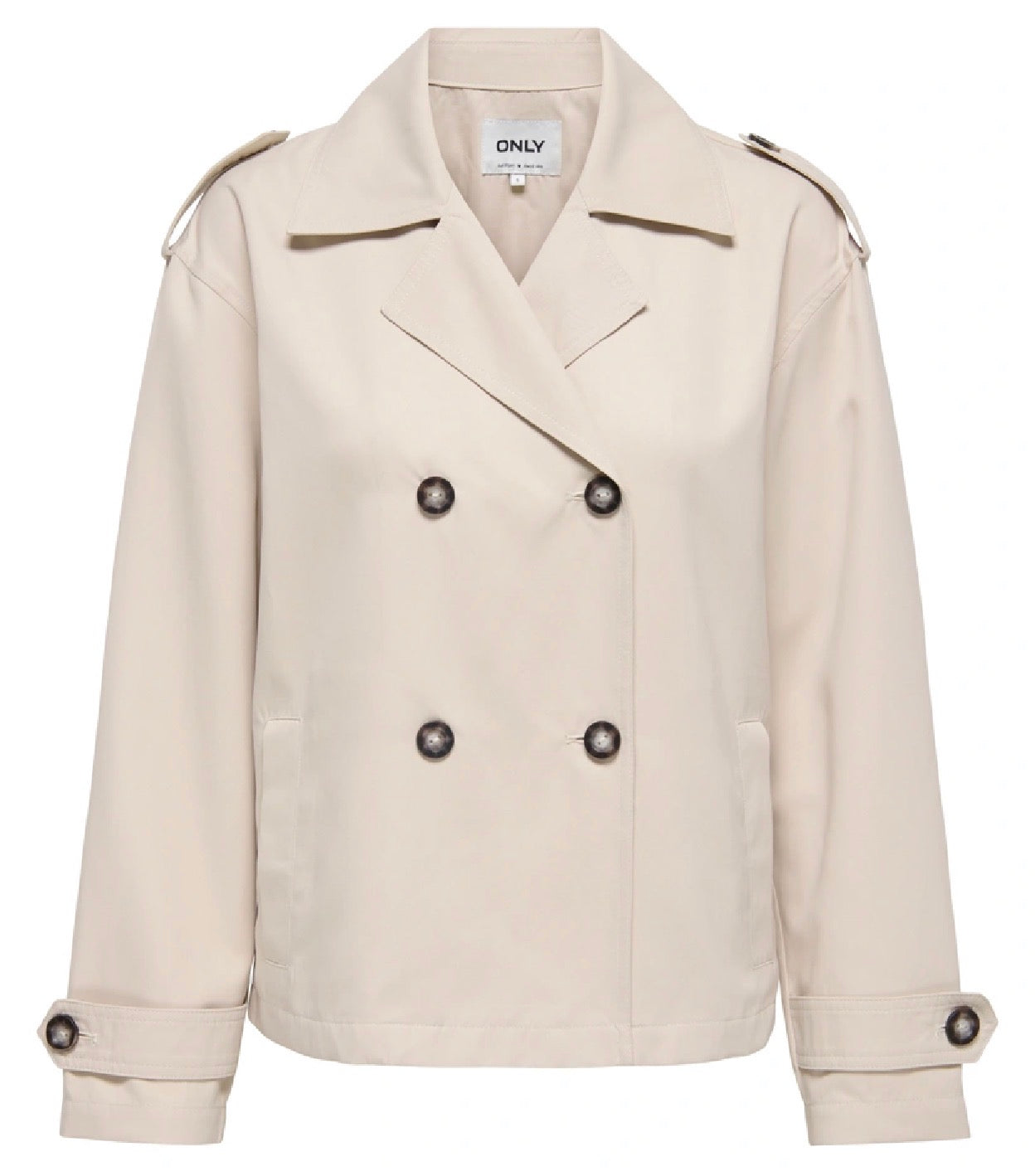 ONLY HANNAH SHORT LIFE TRENCHCOAT in HUMUS