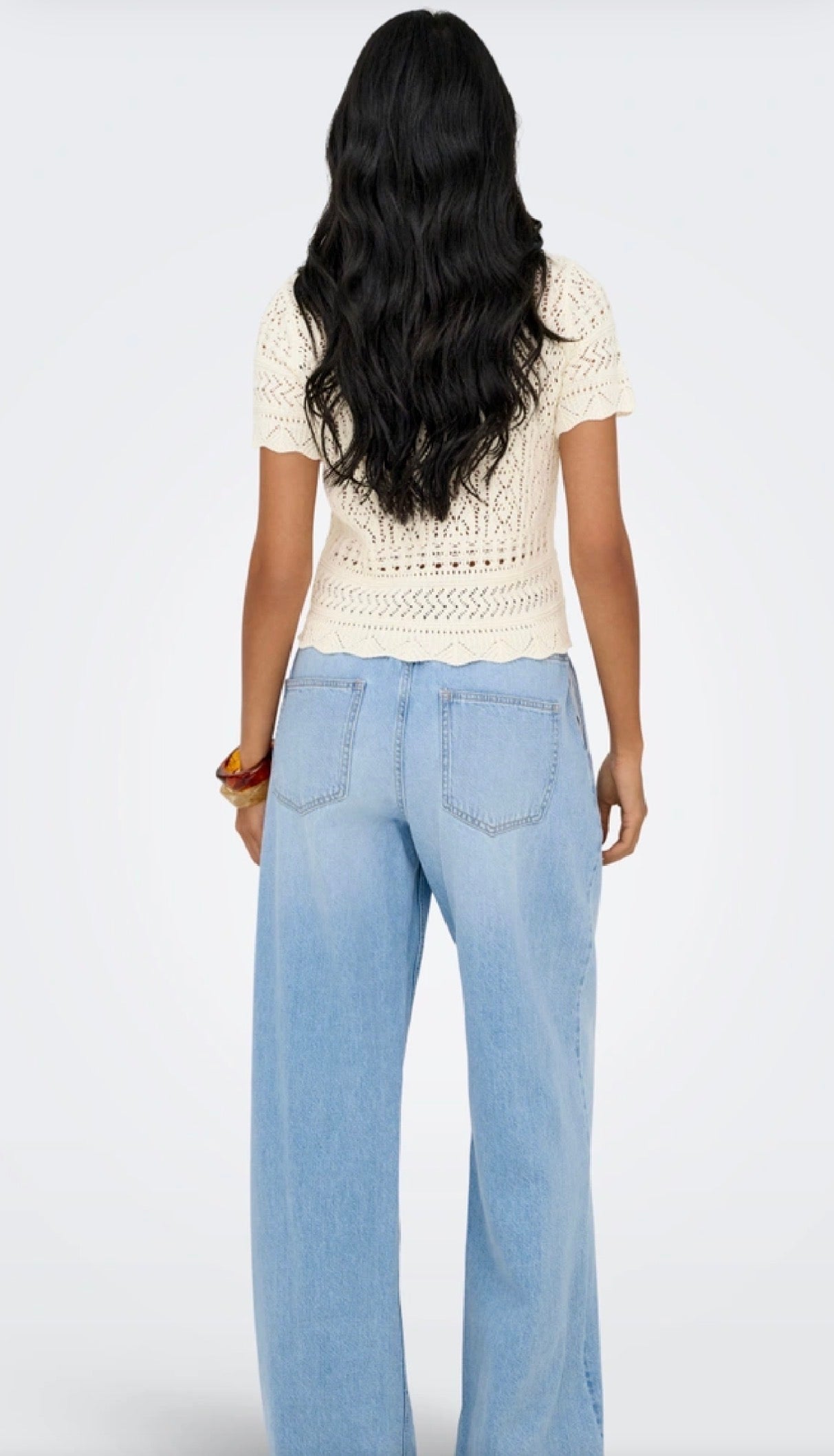 ONLY ELKE LIFE SS STRUCTURED O-NECK KNIT TOP BIRCH 15370940