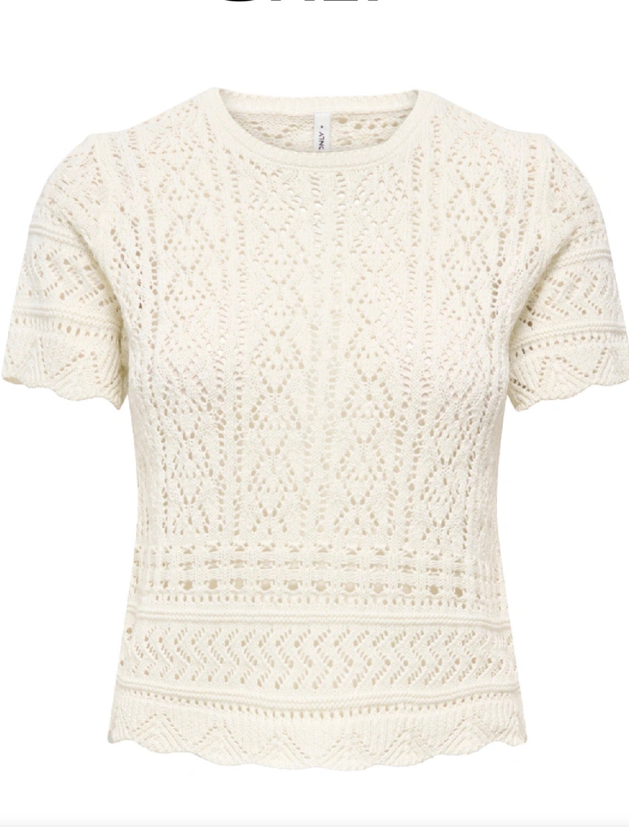 ONLY ELKE LIFE SS STRUCTURED O-NECK KNIT TOP BIRCH 15370940