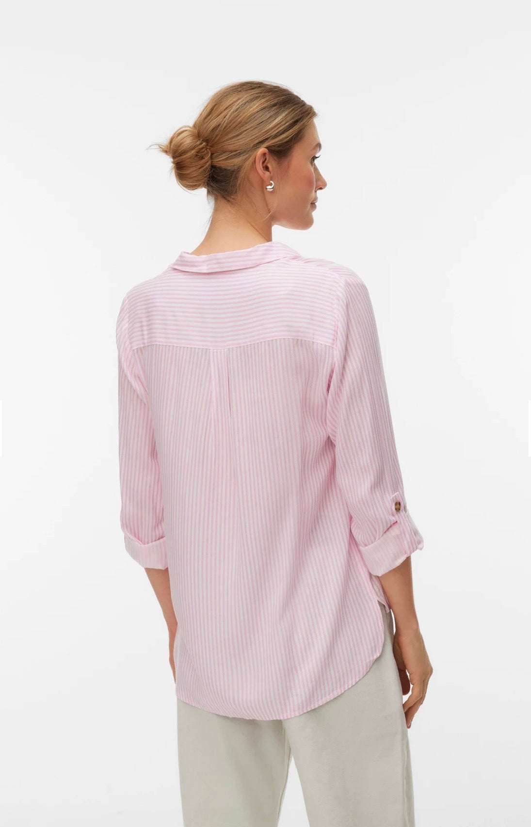 VERO MODA BUMPY LS SHIRT 10275283 BONBON/SNOW WHITE