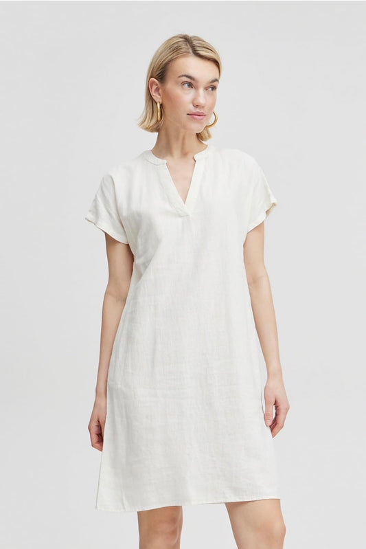B YOUNG FALAKKA V NECK DRESS 20811336 MARSHMALLOW
