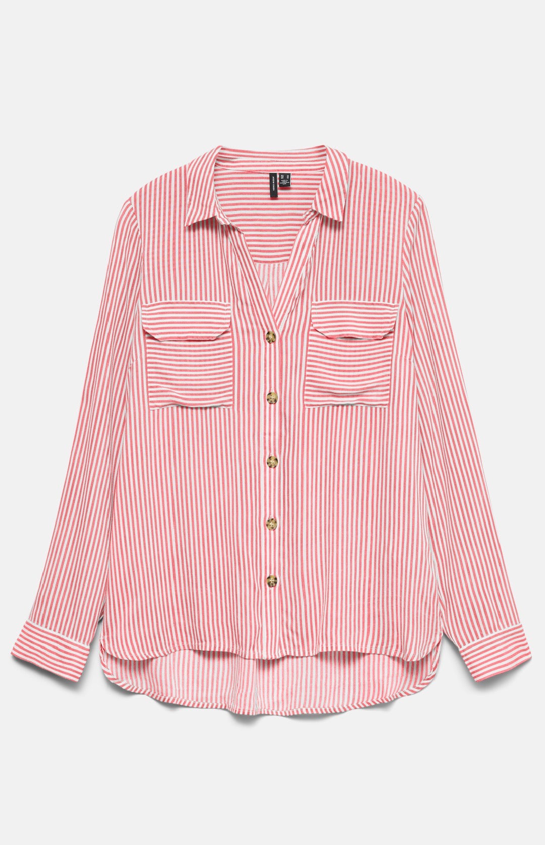 VERO MODA BUMPY LS SHIRT 10275283 CORAL PARADISE/ SNOW WHITE
