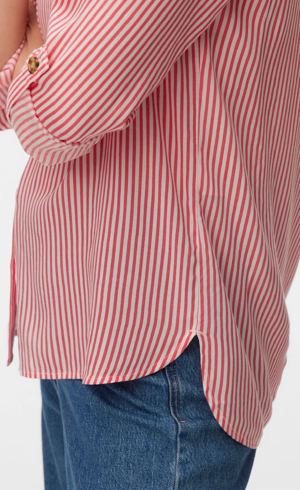 VERO MODA BUMPY LS SHIRT 10275283 CORAL PARADISE/ SNOW WHITE