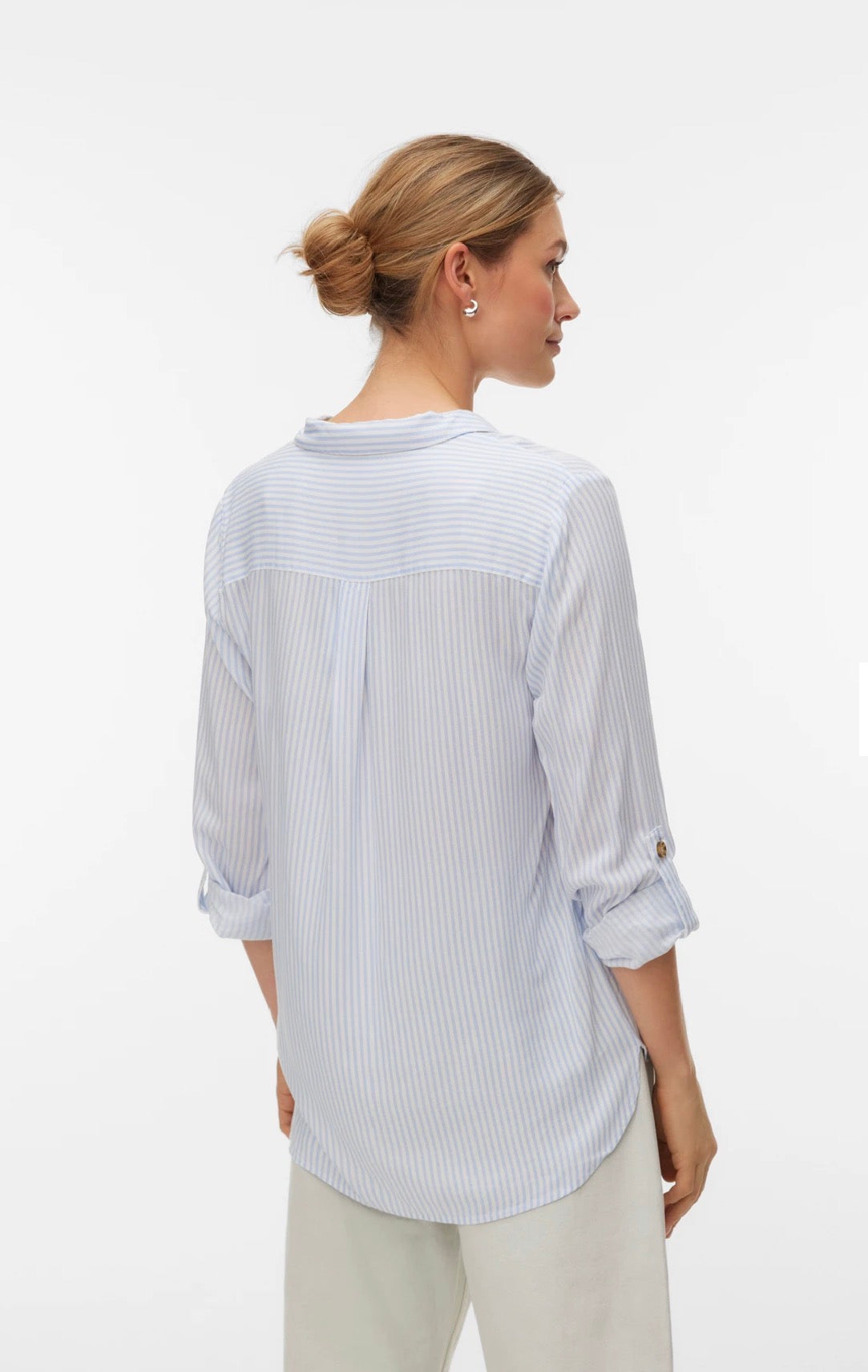 VERO MODA BUMPY LS SHIRT 10275283 BRUNNERA BLUE/SNOW WHITE