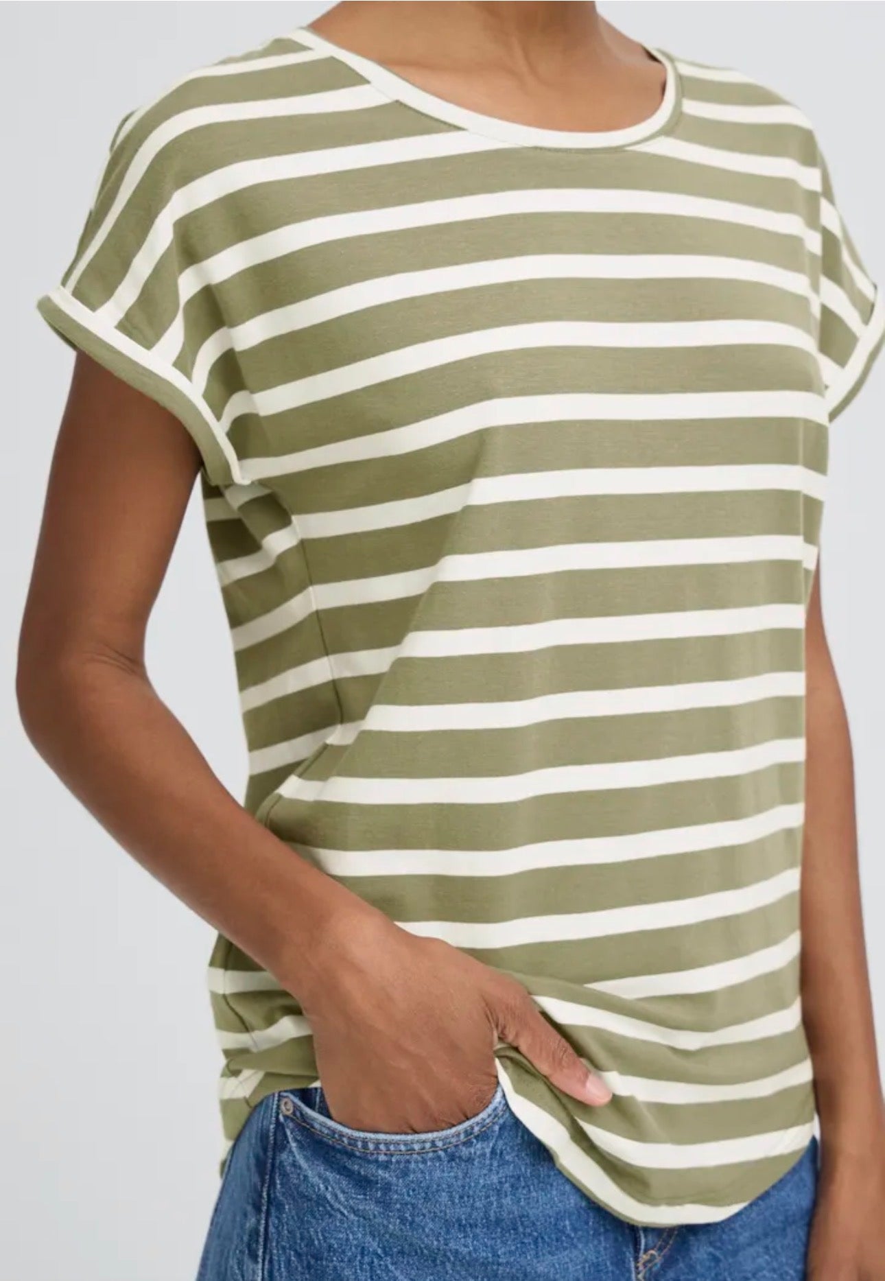 B YOUNG PAMILA ONECK TSHIRT 20809561 VETIVER STRIPE