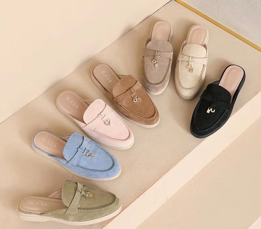 SUEDE BACKLESS LOAFERS