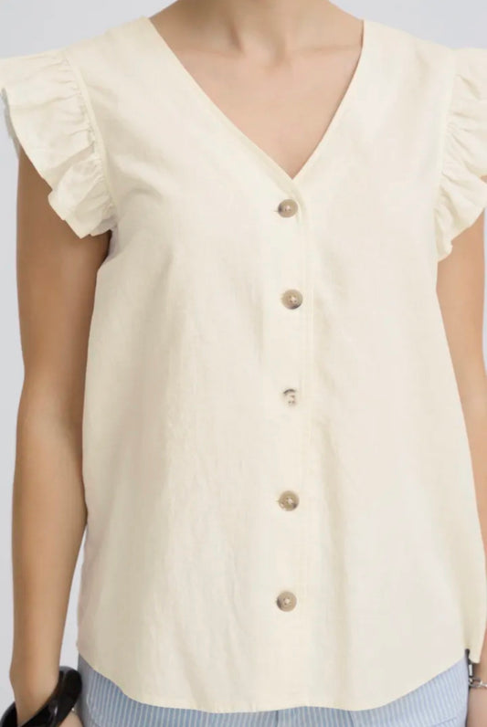 B YOUNG FALAKKA RUFFLE SHIRT 20816604 MARSHMALLOW