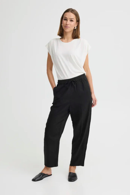 ICHI LINNO PA BARREL PANTS 20122912 BLACK