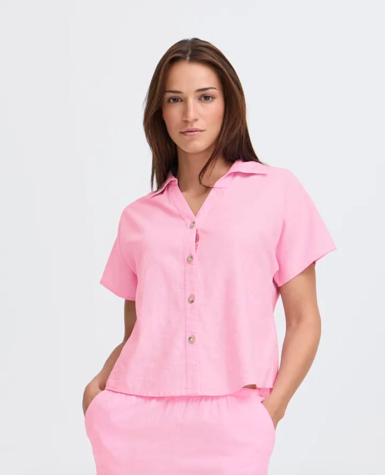 B YOUNG FALAKKA CAP SLEEVE SHIRT 20818820 PARFAIT PINK