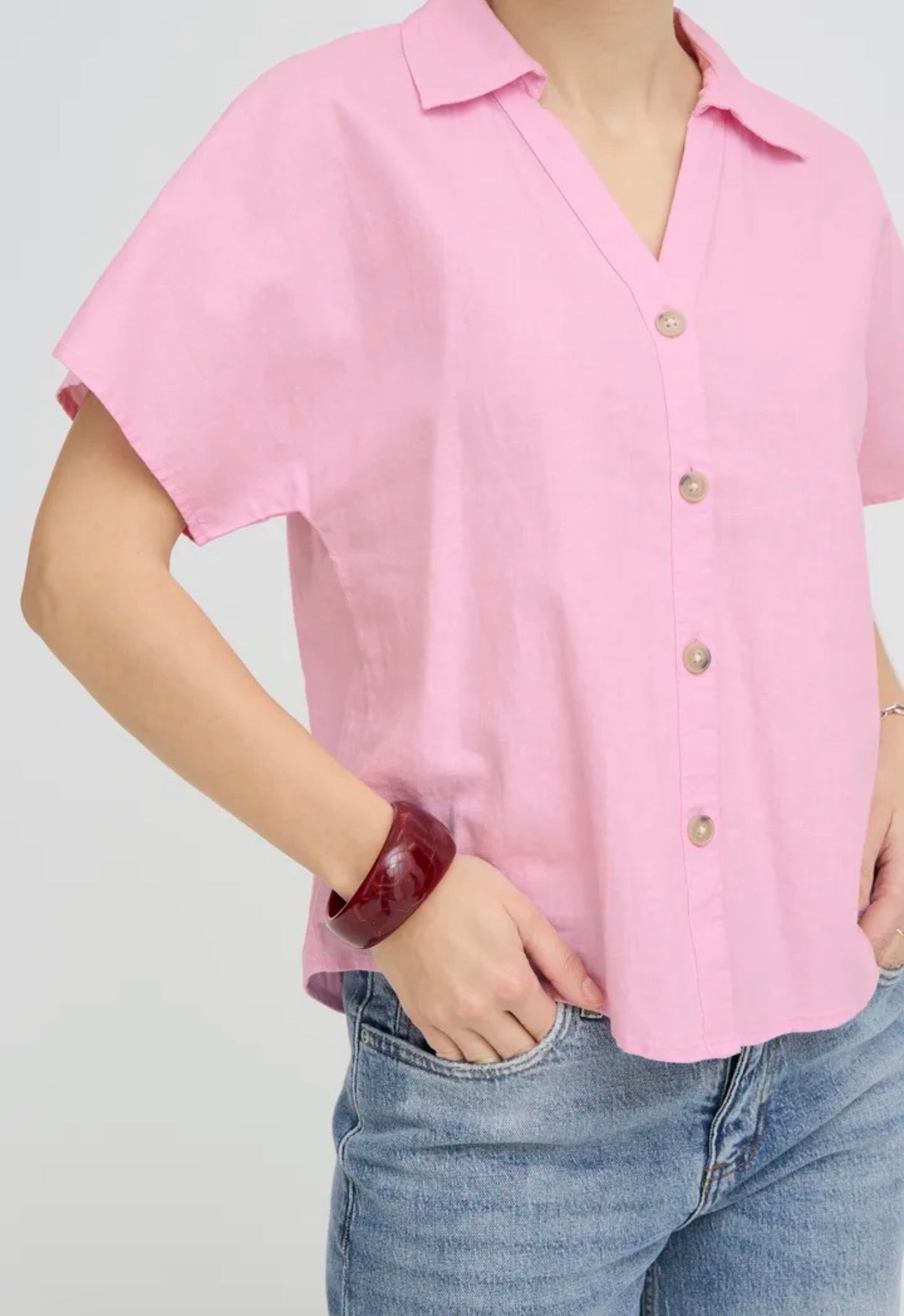 B YOUNG FALAKKA CAP SLEEVE SHIRT 20818820 PARFAIT PINK