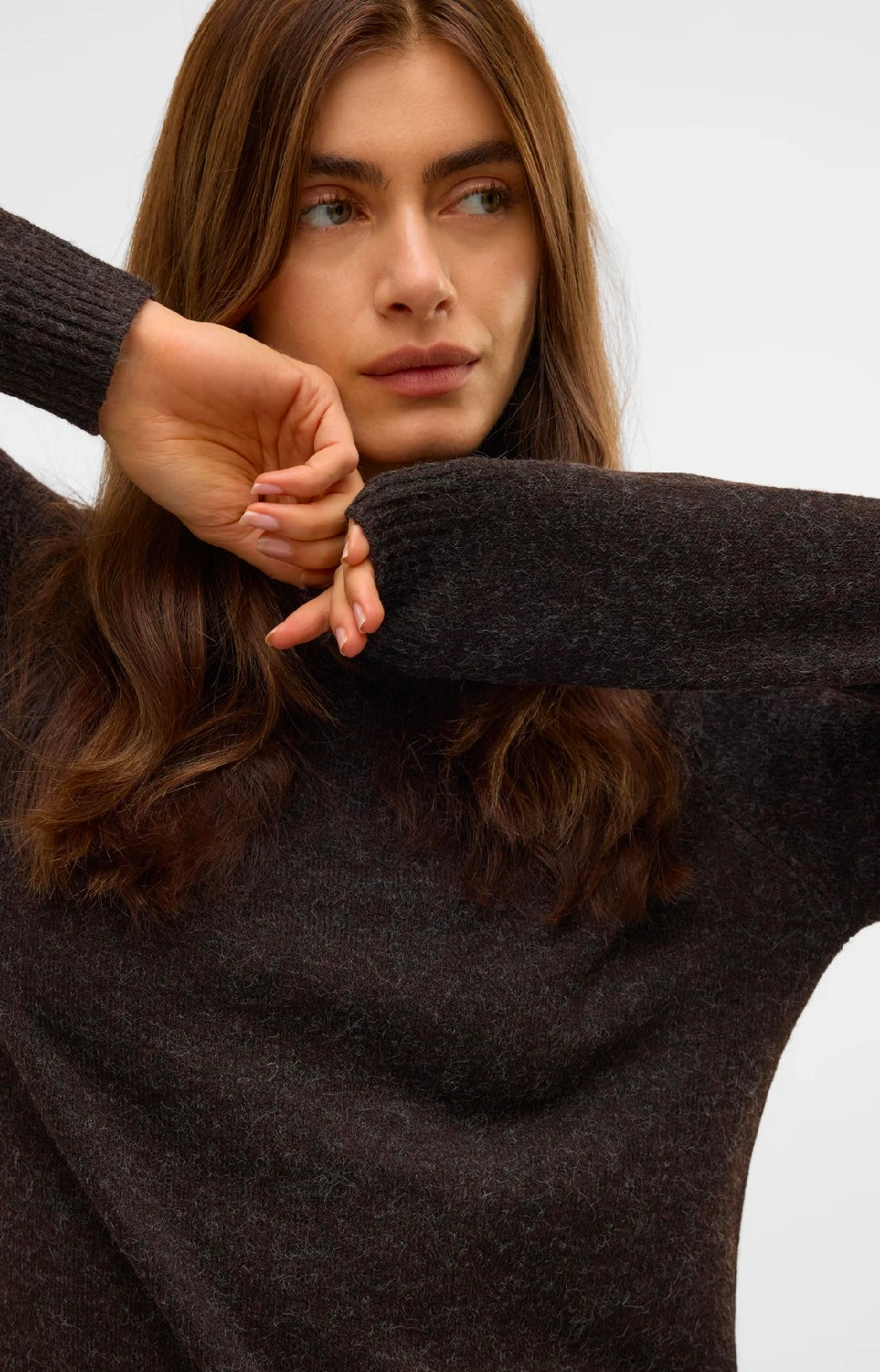 VERO MODA DOFFY LS O NECK JUMPER CHOCOLATE TORTE