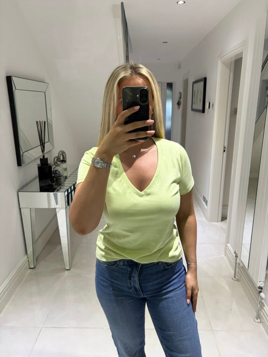 ICHI PALMER V-NECK SS T-SHIRT 20120348 LILY GREEN