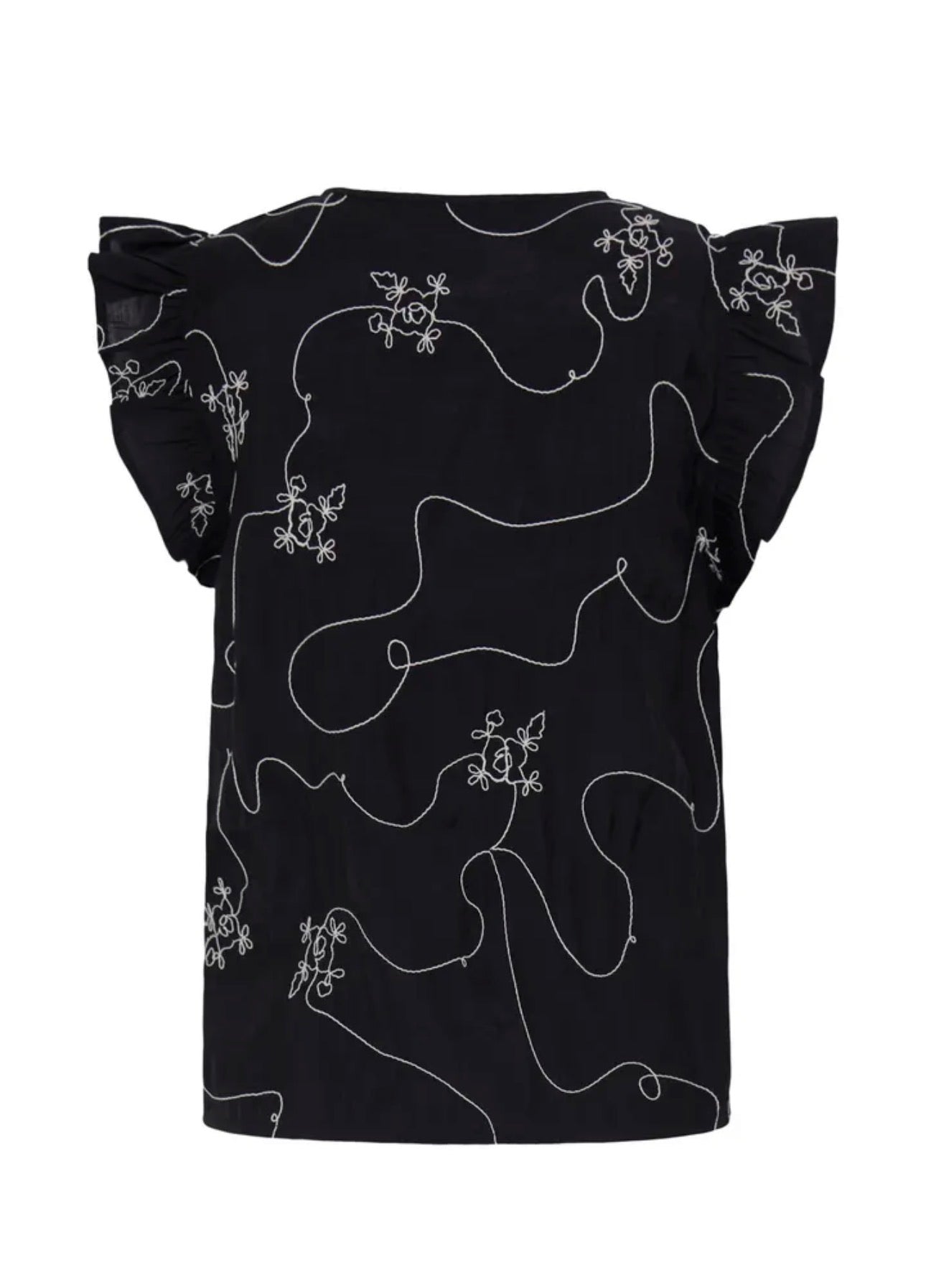 ICHI JANA FRILL SS BLOUSE 20125403 BLACK