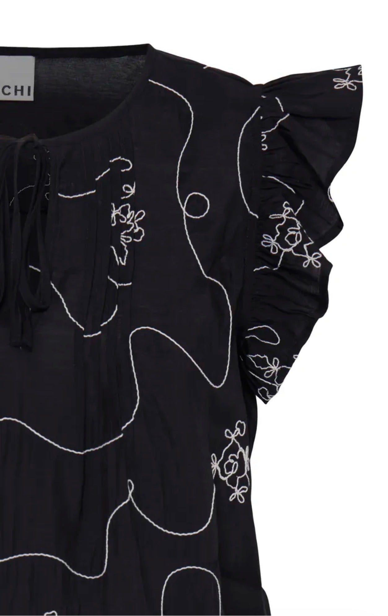 ICHI JANA FRILL SS BLOUSE 20125403 BLACK