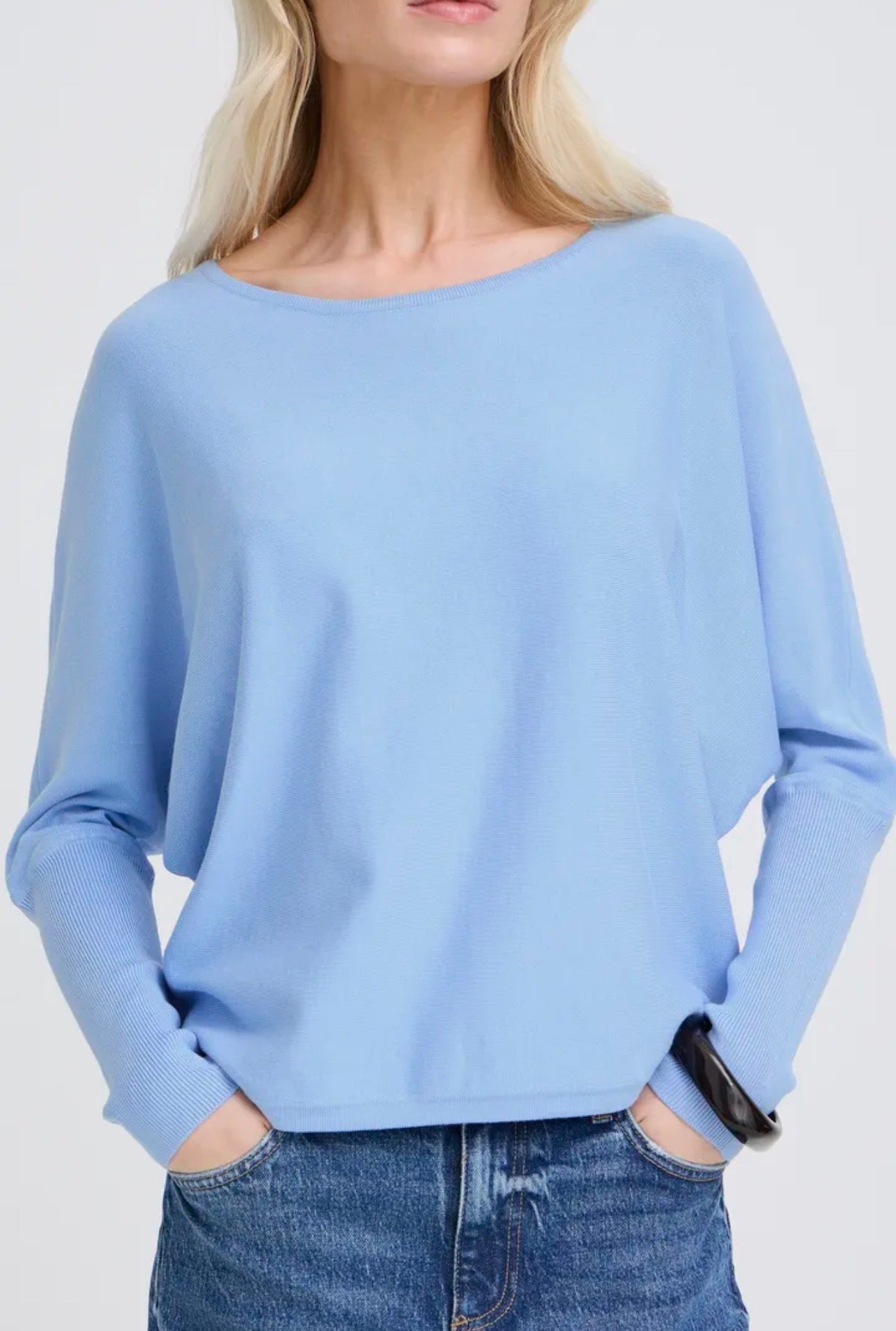 B YOUNG MMORLA BATWING JUMPER 20814389 DELLA ROBBIA BLUE