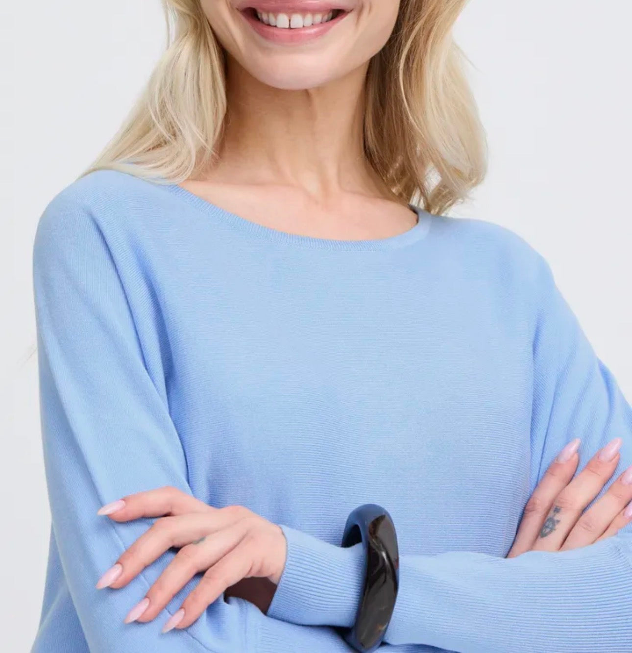B YOUNG MMORLA BATWING JUMPER 20814389 DELLA ROBBIA BLUE