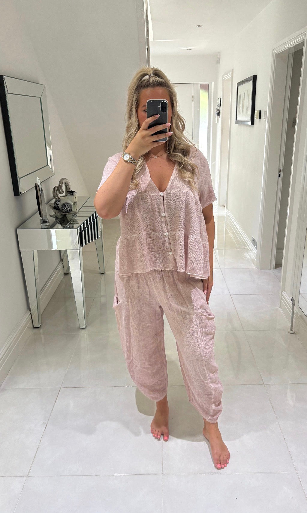 JANIKA LINEN / COTTON BLEND BUTTON TOP
